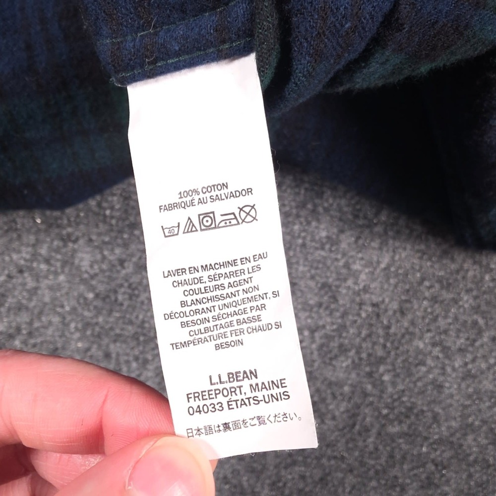 LL Bean Scotch Plaid Flannel Shirt Mens LT Tall Green Plaid Button Down Cozy - Picture 8 of 10